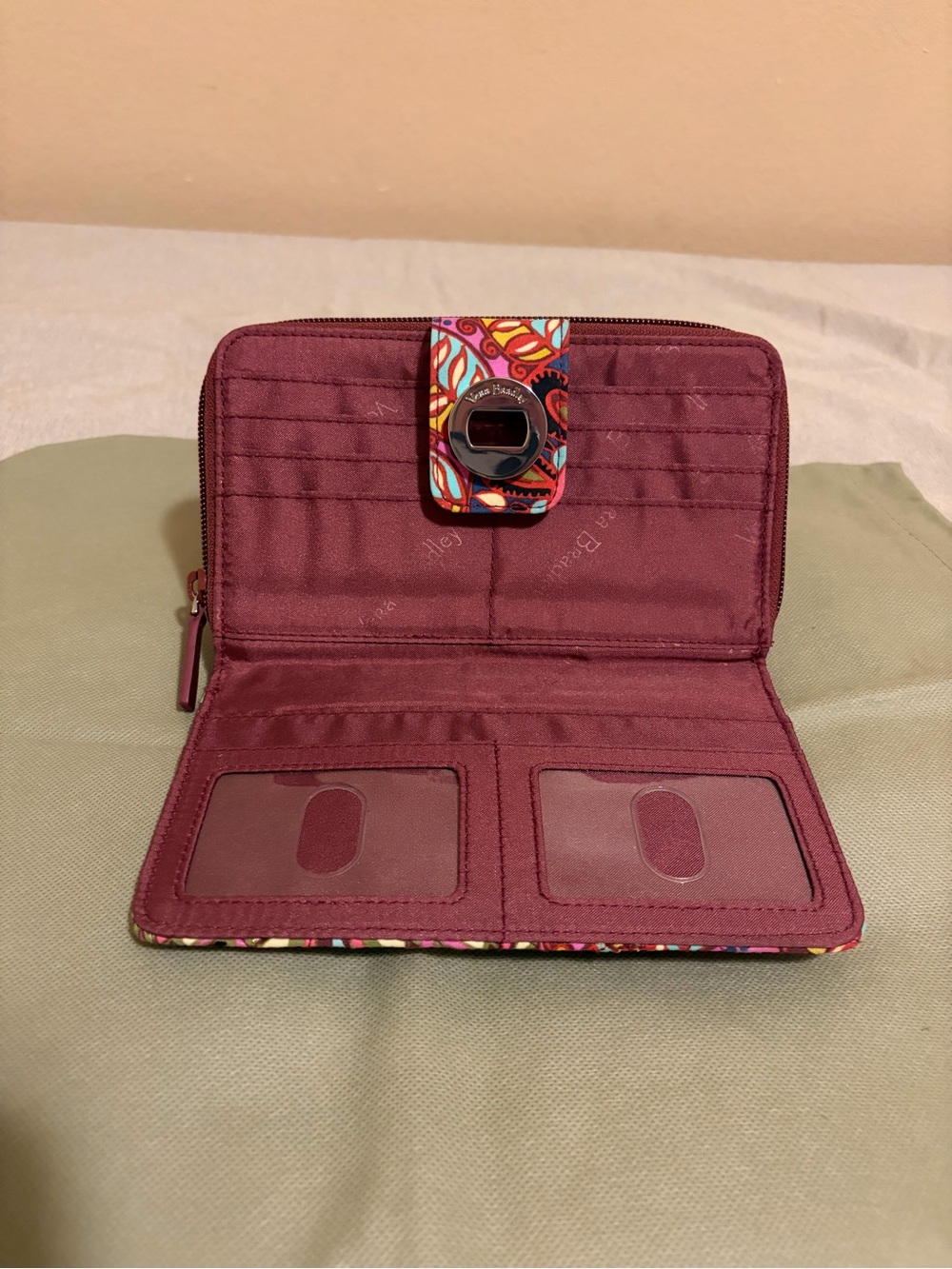 Vera Bradley Pink Multicolor Paisley Quilted Turnlock Wallet - Picture 3 of 4